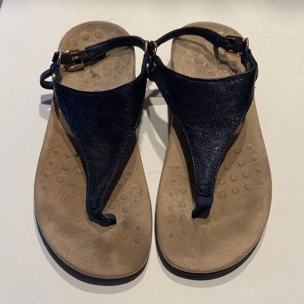 Vionic Black Leather Sandals